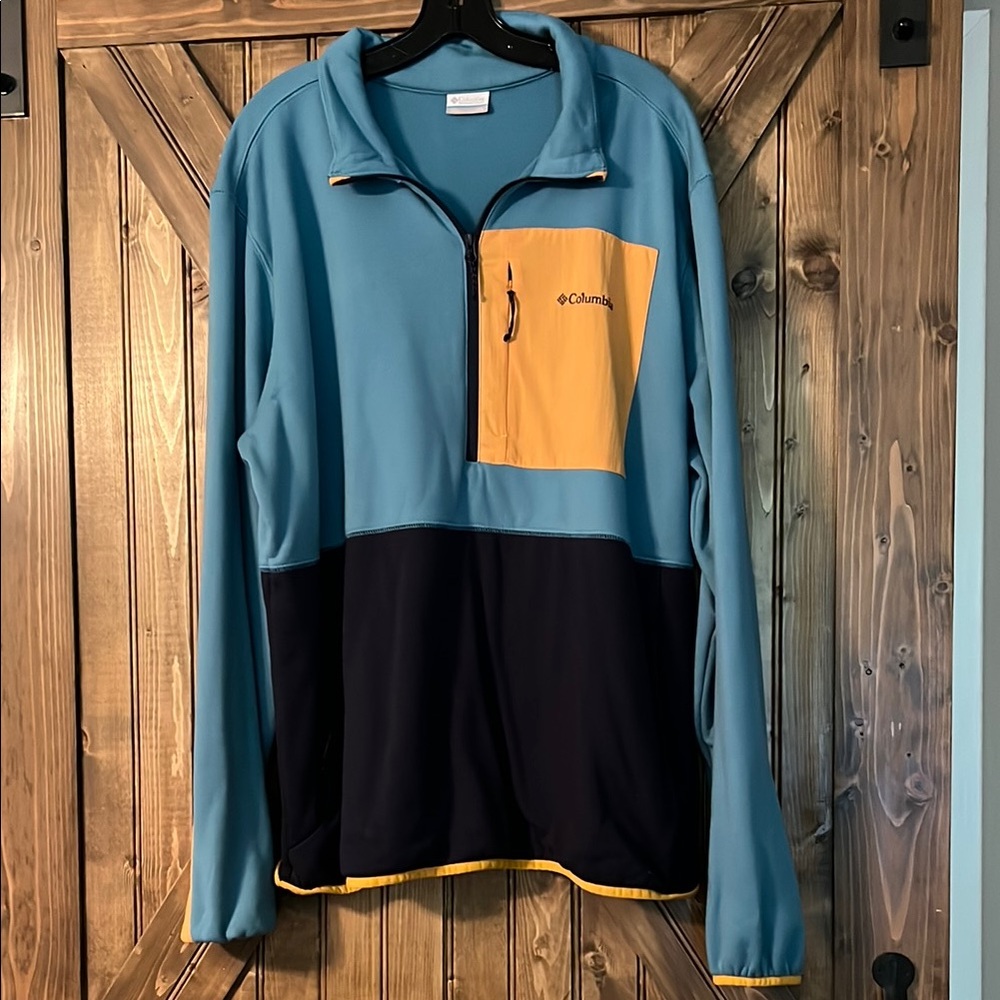 Columbia Teal and Mustard Half-Zip Pullover